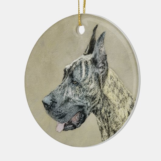 Great Dane (Brindle) Malerei - Original Hund Kunst Keramik Ornament (Links)