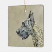 Great Dane (Brindle) Malerei - Original Hund Kunst Keramikornament (Links)