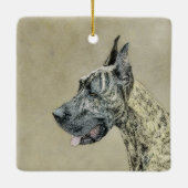 Great Dane (Brindle) Malerei - Original Hund Kunst Keramikornament (Rückseite)