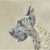 Great Dane (Brindle) Malerei - Original Hunde Art Aufkleber (Vorderseite)