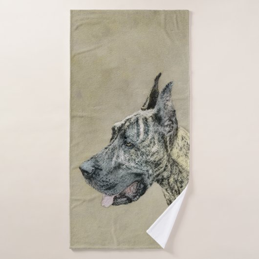 Great Dane (Brindle) Malerei - Original Hunde Art Badhandtuch Set (Badehandtuch)