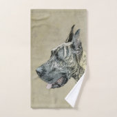 Great Dane (Brindle) Malerei - Original Hunde Art Badhandtuch Set (Handtuch)
