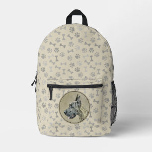 Great Dane (Brindle) Malerei - Original Hunde Art Bedruckter Rucksack