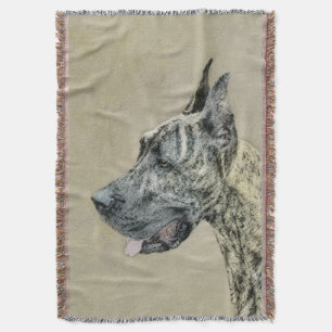 Great Dane (Brindle) Malerei - Original Hunde Art Decke
