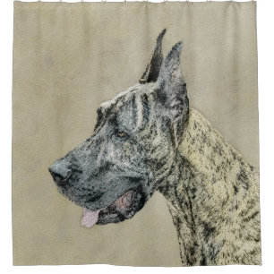 Great Dane (Brindle) Malerei - Original Hunde Art Duschvorhang