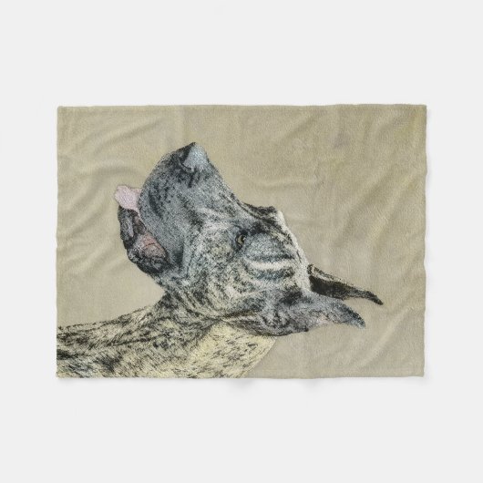 Great Dane (Brindle) Malerei - Original Hunde Art Fleecedecke (Vorderseite (Horizontal))