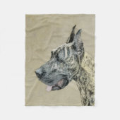 Great Dane (Brindle) Malerei - Original Hunde Art Fleecedecke (Vorderseite)