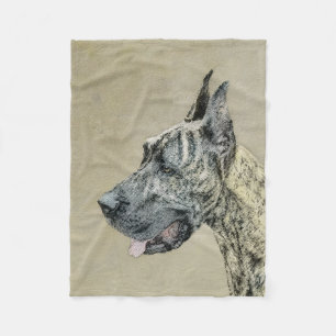 Great Dane (Brindle) Malerei - Original Hunde Art Fleecedecke