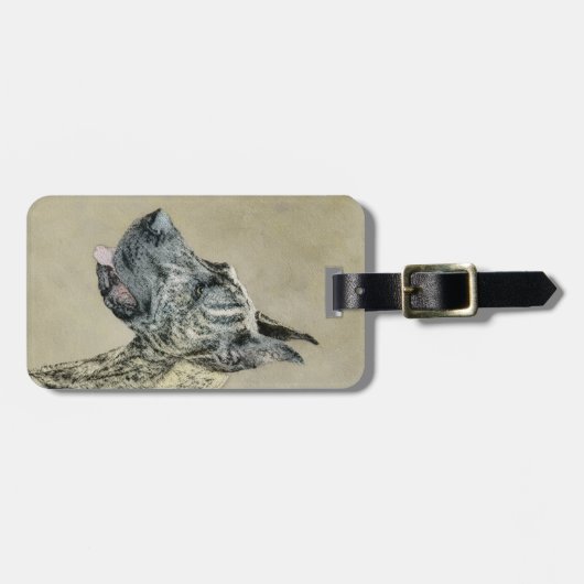 Great Dane (Brindle) Malerei - Original Hunde Art Gepäckanhänger (Vorderseite horizontal)