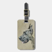 Great Dane (Brindle) Malerei - Original Hunde Art Gepäckanhänger (Vorderseite vertikal)