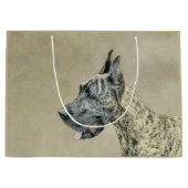 Great Dane (Brindle) Malerei - Original Hunde Art Große Geschenktüte (Vorderseite)
