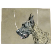 Great Dane (Brindle) Malerei - Original Hunde Art Große Geschenktüte (Rückseite)