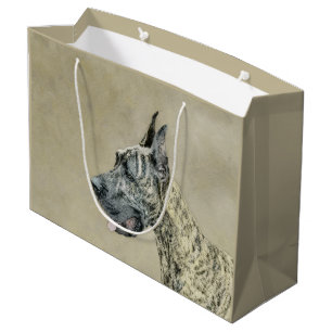 Great Dane (Brindle) Malerei - Original Hunde Art Große Geschenktüte
