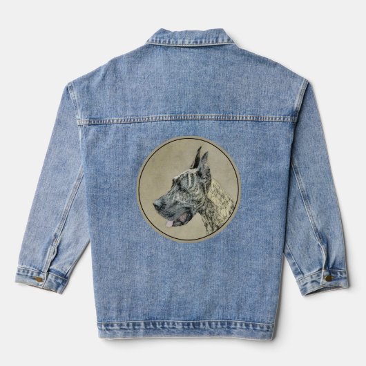 Great Dane (Brindle) Malerei - Original Hunde Art Jeansjacke (Rückseite)