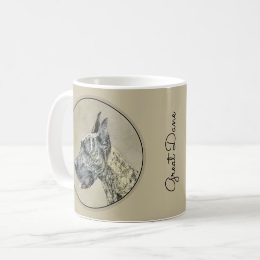 Great Dane (Brindle) Malerei - Original Hunde Art Kaffeetasse (Vorderseite Links)