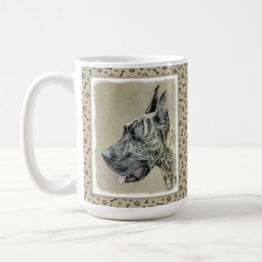 Great Dane (Brindle) Malerei - Original Hunde Art Kaffeetasse (Links)