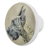 Great Dane (Brindle) Malerei - Original Hunde Art Keramikknauf (Rechts)