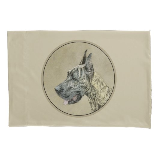 Great Dane (Brindle) Malerei - Original Hunde Art Kissenbezug (Vorderseite)