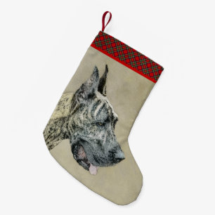 Great Dane (Brindle) Malerei - Original Hunde Art Kleiner Weihnachtsstrumpf