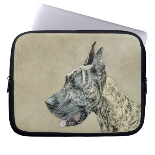 Great Dane (Brindle) Malerei - Original Hunde Art Laptopschutzhülle (Vorderseite)