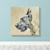 Great Dane (Brindle) Malerei - Original Hunde Art Leinwanddruck (Insitu (Holzboden))