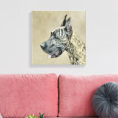 Great Dane (Brindle) Malerei - Original Hunde Art Leinwanddruck (Insitu (Wohnzimmer))