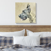 Great Dane (Brindle) Malerei - Original Hunde Art Leinwanddruck (Insitu (Schlafzimmer))