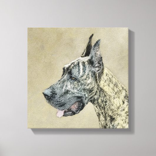 Great Dane (Brindle) Malerei - Original Hunde Art Leinwanddruck (Vorderseite)