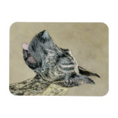 Great Dane (Brindle) Malerei - Original Hunde Art Magnet (Horizontal)