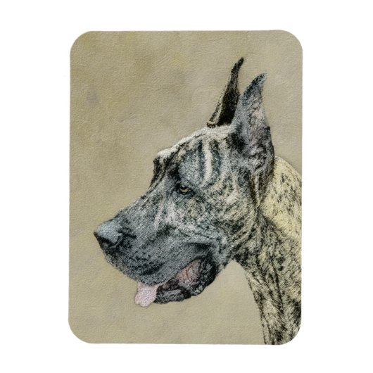 Great Dane (Brindle) Malerei - Original Hunde Art Magnet (Vertikal)