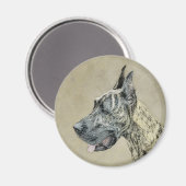 Great Dane (Brindle) Malerei - Original Hunde Art Magnet (Vorderseite/Rückseite)