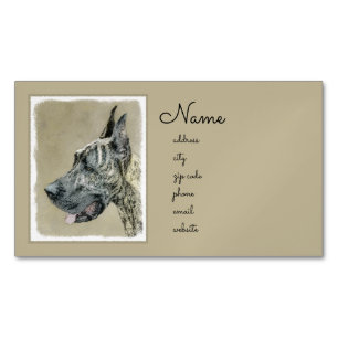 Great Dane (Brindle) Malerei - Original Hunde Art Magnetische Visitenkarte
