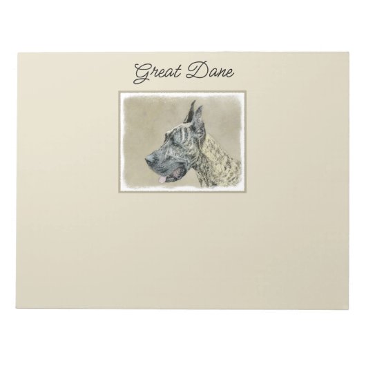 Great Dane (Brindle) Malerei - Original Hunde Art Notizblock (Vorderseite)