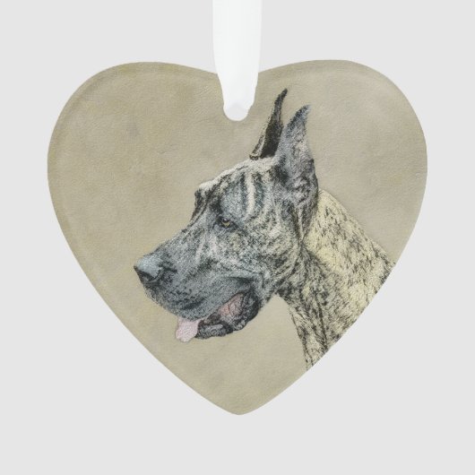 Great Dane (Brindle) Malerei - Original Hunde Art Ornament (Vorderseite)