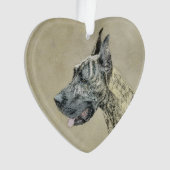 Great Dane (Brindle) Malerei - Original Hunde Art Ornament (Vorderseite)