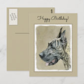 Great Dane (Brindle) Malerei - Original Hunde Art Postkarte (Vorne/Hinten)