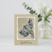 Great Dane (Brindle) Malerei - Original Hunde Art Postkarte (Stehend Vorderseite)