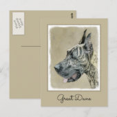 Great Dane (Brindle) Malerei - Original Hunde Art Postkarte (Vorne/Hinten)
