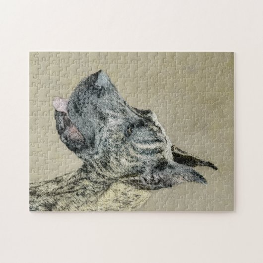 Great Dane (Brindle) Malerei - Original Hunde Art Puzzle (Horizontal)