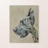 Great Dane (Brindle) Malerei - Original Hunde Art Puzzle (Vertikal)