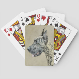 Great Dane (Brindle) Malerei - Original Hunde Art Spielkarten