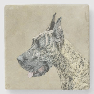 Great Dane (Brindle) Malerei - Original Hunde Art Steinuntersetzer