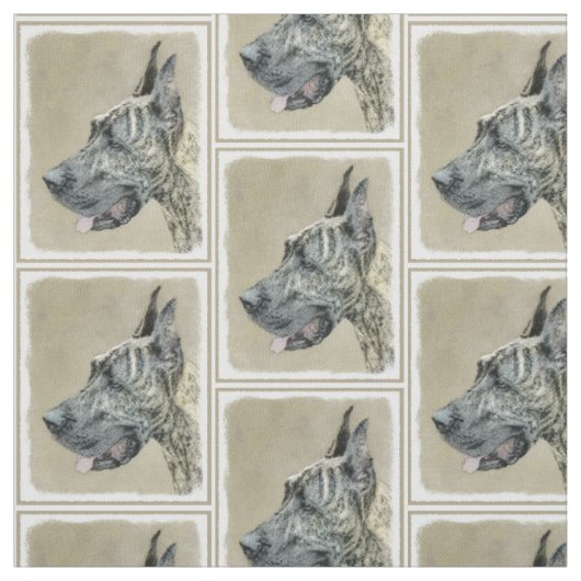 Great Dane (Brindle) Malerei - Original Hunde Art Stoff (Muster)