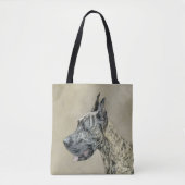 Great Dane (Brindle) Malerei - Original Hunde Art Tasche (Vorderseite)