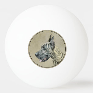 Great Dane (Brindle) Malerei - Original Hunde Art Tischtennisball