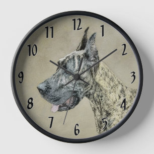 Great Dane (Brindle) Malerei - Original Hunde Art Uhr