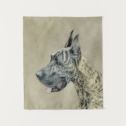 Great Dane (Brindle) Malerei - Original Hunde Art Wandteppich (Vorderseite)