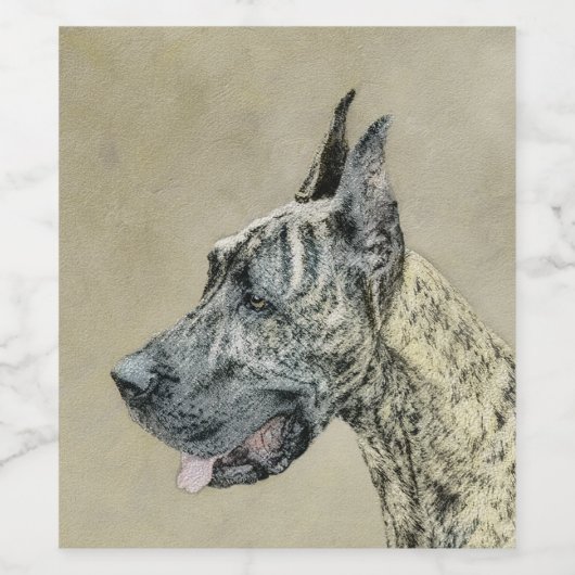 Great Dane (Brindle) Malerei - Original Hunde Art Weinetikett (Einzelnes Label)
