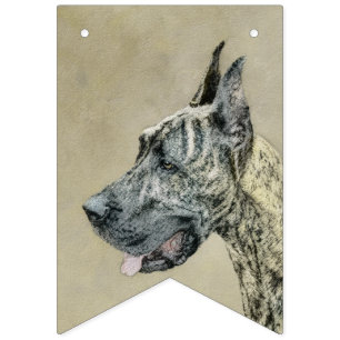 Great Dane (Brindle) Malerei - Original Hunde Art Wimpelkette