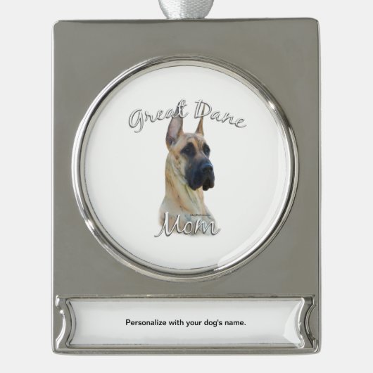 Great Dane (brindle) Mama 2 Banner-Ornament Silber (Vorderseite)